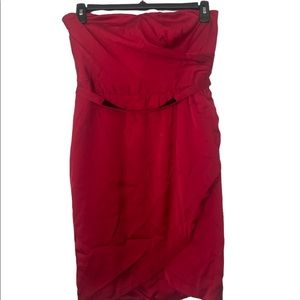 The Limited Womens Dress Size 10 RED STRAPLESS Party Formal Zipper With Belt